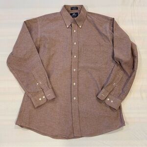 Stafford Men's Casual Brown Button-Down Shirt
